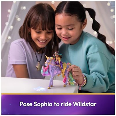 Unicorn Academy, Sophia & Light Magic Wildstar, Gökkuşağı Işık Efektli, 2 Sürüş Aksesuarı, Bebekler ve Tek Boynuzlu At Oyuncakları 4 Yaş ve Üzeri Kızlar için