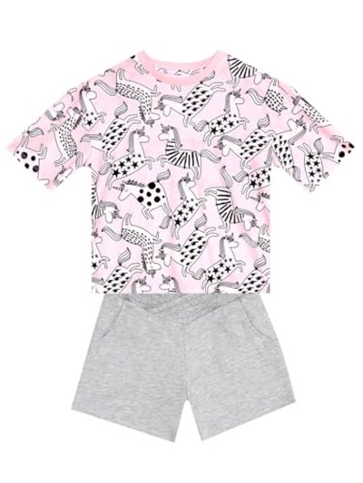 Unicorn Gang Kız Çocuk T-Shirt Şort Takım