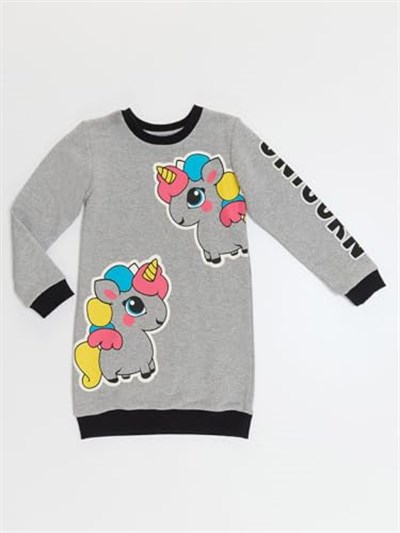 Unicorn Kız Çocuk Gri Sweat Elbise