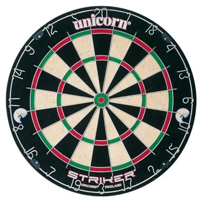 Unicorn Striker, Classic, and Contender Bristle Steel Tip Dartboard Models - Recreational-Quality Bristle Dartboard - Rotatable Metal Number Ring - Slim Wire Fasteners to Reduce Bounce Outs