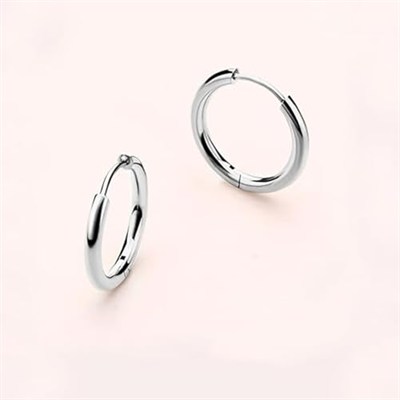 Unisex Cerrahi Çelik Gümüş Renk 12 mm Halka Küpe