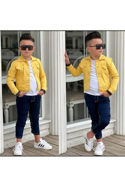 UNİSEX ÇOCUK GABARDİN CEKET TAKIM SARI 4 Yaş