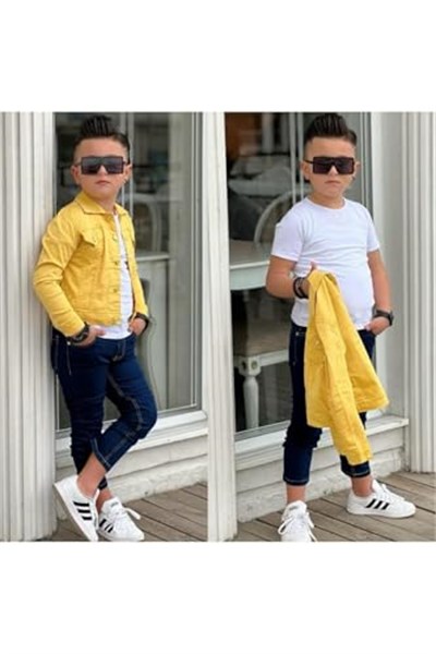 UNİSEX ÇOCUK GABARDİN CEKET TAKIM SARI 7 Yaş