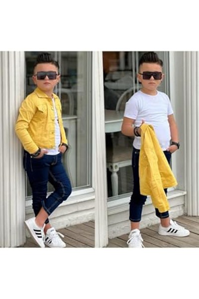 UNİSEX ÇOCUK GABARDİN CEKET TAKIM SARI 6 Yaş
