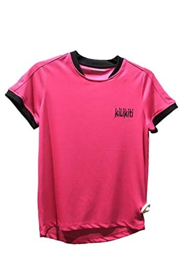 Unisex Çocuk Spor T-Shirt Bisiklet Yaka Fuşya