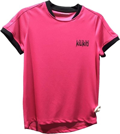 Unisex Çocuk Spor T-Shirt Bisiklet Yaka Fuşya