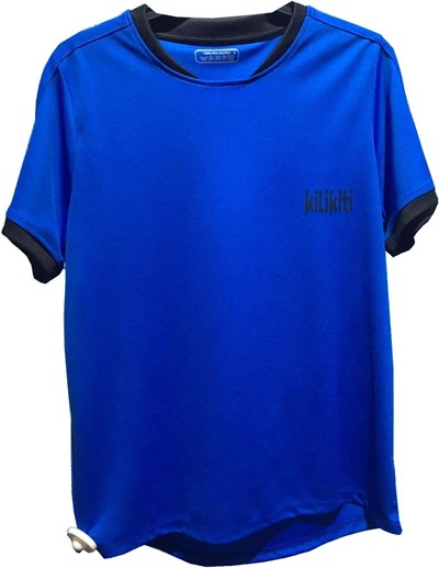 Unisex Çocuk Spor T-Shirt Bisiklet Yaka Saks Mavisi