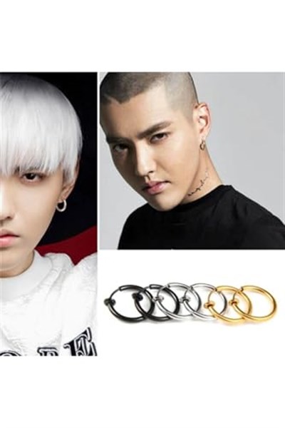 Unisex Gümüş Cerrahi Çelik Deliksiz Fake Piercing Tragus Helix Küpe