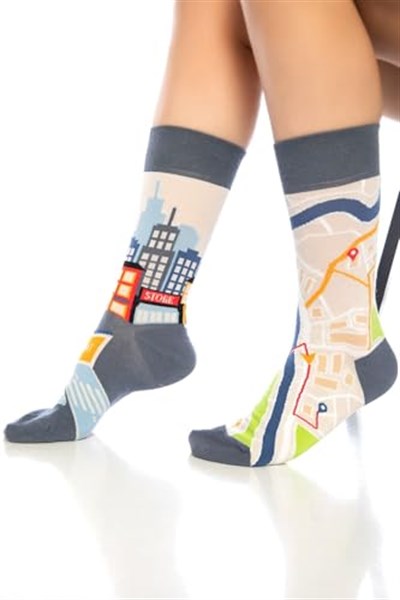 Unisex Mavi Yol Hikayesi Neşeli Çoraplar