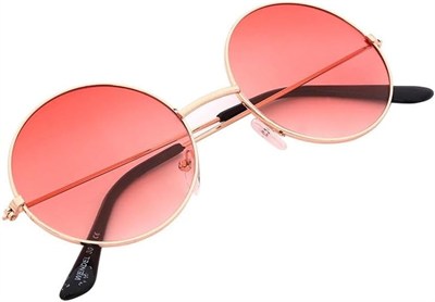 Unisex Pembe Metal Yuvarlak Çerçeve Güneş Gözlüğü