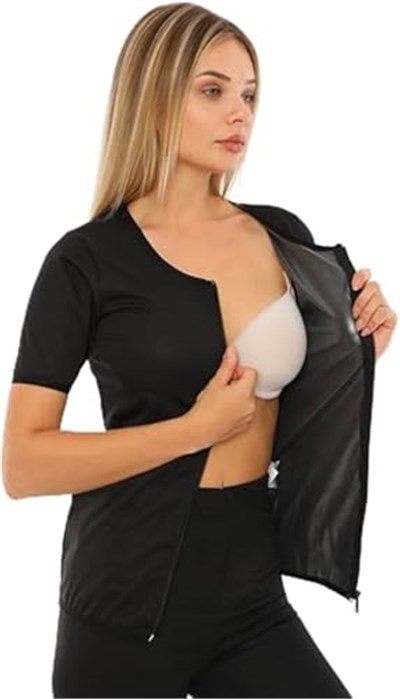 Unisex Zayıflama Incelme Yağ Yakma Spor Kıyafeti Tayt Ve Fermuarlı Takım - Bedenler: 3XL, 4XL, XS, S, M, L, XL, XXL