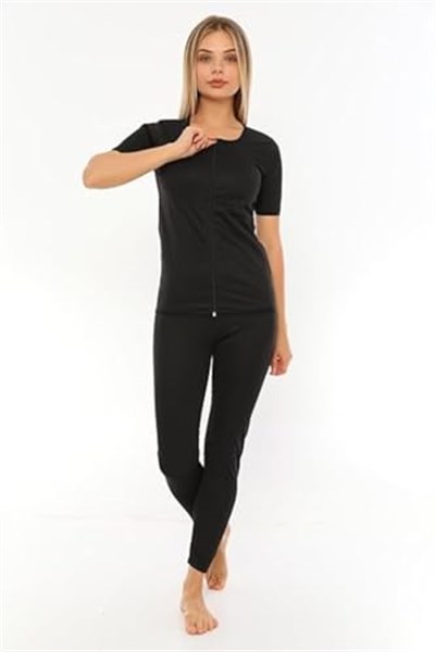 Unisex Zayıflama Incelme Yağ Yakma Spor Kıyafeti Tayt Ve Fermuarlı Takım - Bedenler: 3XL, 4XL, XS, S, M, L, XL, XXL
