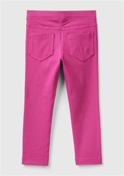 United Colors of Benetton Arka Cebi Logo İşlemeli Beli Lastikli Dar Kesim Pantolon Pantolon Kız çocuk