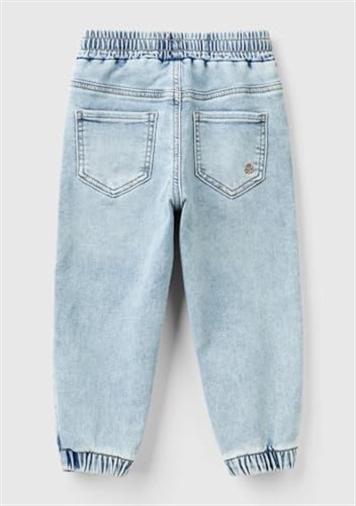 United Colors of Benetton Arka Cebi Logolu Lastik Paça Ağartılmış Denim Pantolon Kot Pantolon Erkek çocuk