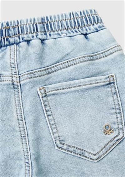 United Colors of Benetton Arka Cebi Logolu Lastik Paça Ağartılmış Denim Pantolon Kot Pantolon Erkek çocuk