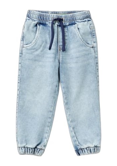 United Colors of Benetton Arka Cebi Logolu Lastik Paça Ağartılmış Denim Pantolon Kot Pantolon Erkek çocuk