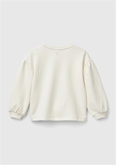 United Colors of Benetton Arkası Logo Detaylı Önü Baskılı Balon Kol Sweatshirt Sweatshirt Kız çocuk