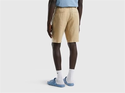 United Colors of Benetton Bağcıklı Keten Bermuda Şort Erkek