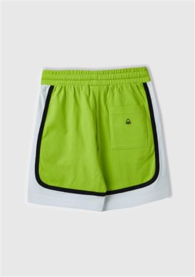 United Colors of Benetton Beli Büzgülü Arkası Logo İşlemeli Renk Bloklu Bermuda Şort Şort Erkek çocuk