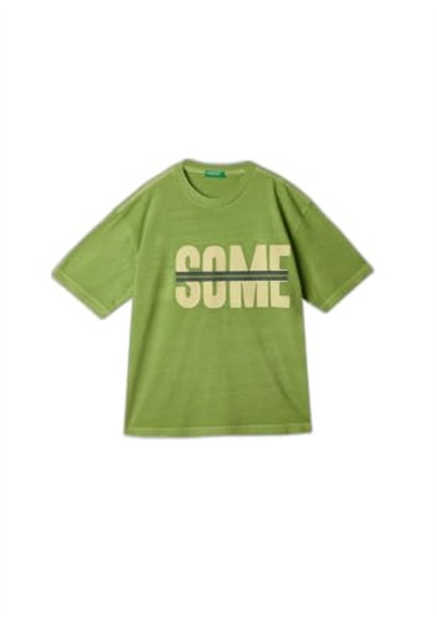 United Colors of Benetton Erkek Çocuk Slogan Baskılı Soluk Efektli T-Shirt, 225P3PCMC10N7