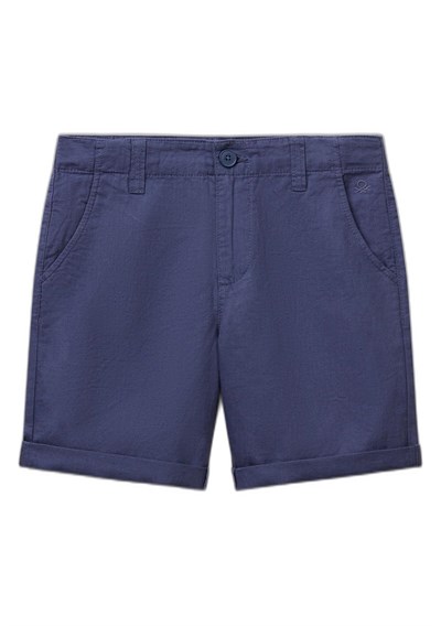 United Colors of Benetton Erkek Çocuk Lacivert Paçası Kıvrılmış Regular Fit Bermuda Şort