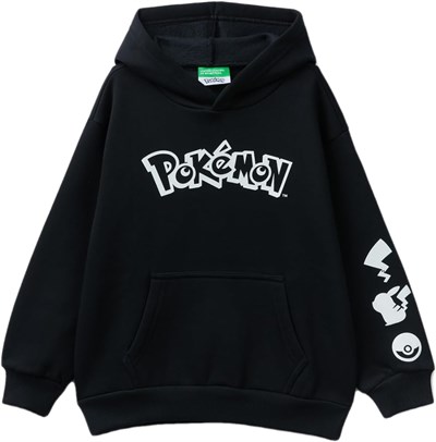 United Colors of Benetton Erkek Çocuk Pokemon Baskılı Önü Cepli Sweatshirt Sweatshirt