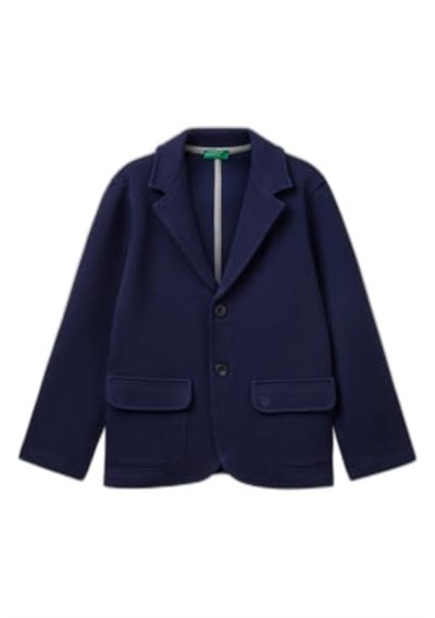 United Colors of Benetton Erkek Çocuk Lacivert Logo İşlemeli Yama Cepli Blazer Ceket
