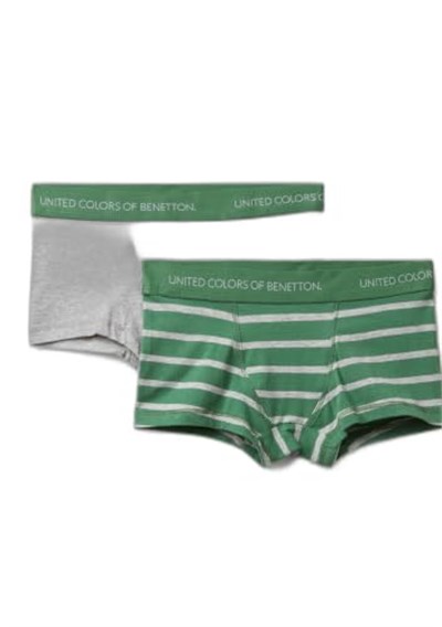 United Colors of Benetton Erkek Çocuk Lacivert-Mavi Bel Bandı Logolu 2li Boxer Seti, 625A3VPS0X01J - Seçenekler: 4-5 Yıl, 7-8 Yıl, 18-24 Ay