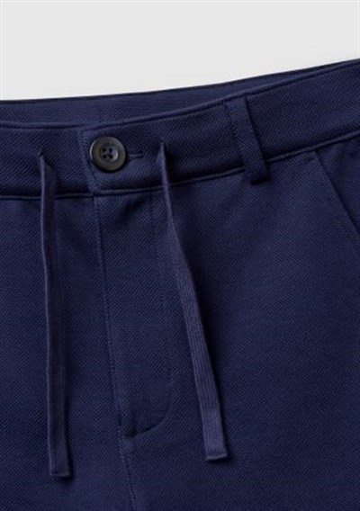 United Colors of Benetton Erkek Çocuk Lacivert Büzgü İpli Düğmeli Arka Cebi Biyeli Bermuda Şort