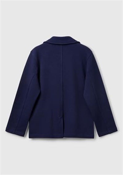 United Colors of Benetton Erkek Çocuk Lacivert Logo İşlemeli Yama Cepli Blazer Ceket