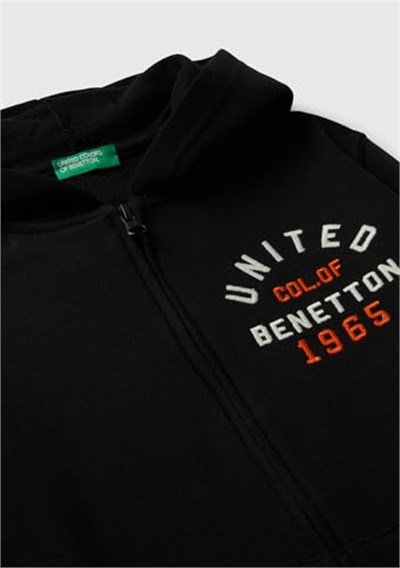 United Colors of Benetton Erkek Çocuk Pembe-Lila Önü Logo Detaylı Fermuarlı Kapüşonlu Sweatshirt, 225A3J68C505C - Seçenekler: 6-7 Yıl, 7-8 Yıl