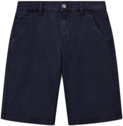 United Colors of Benetton Erkek Çocuk Lacivert Logo İşlemeli Denim Görünümlü Streç Bermuda Şort