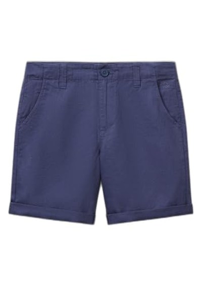 United Colors of Benetton Erkek Çocuk Lacivert Paçası Kıvrılmış Regular Fit Bermuda Şort