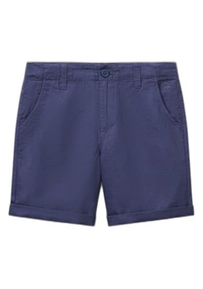 United Colors of Benetton Erkek Çocuk Lacivert Paçası Kıvrılmış Regular Fit Bermuda Şort, Lacivert, 10-11 Yaş