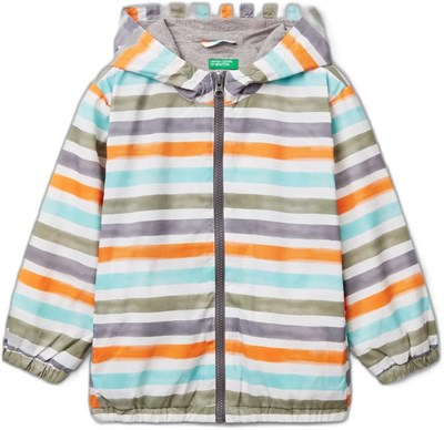 United Colors of Benetton Erkek Çocuk Renkli Mix Tamamı Desenli Beli Lastikli Kapüşonlu Yağmurluk