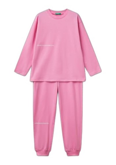 United Colors of Benetton Erkek Çocuk Pembe Logo Şeritli T-Shirt - Jogger Takım