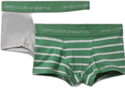 United Colors of Benetton Erkek Çocuk Lacivert-Mavi Bel Bandı Logolu 2li Boxer Seti, 625A3VPS0X01J - Seçenekler: 4-5 Yıl, 7-8 Yıl, 18-24 Ay
