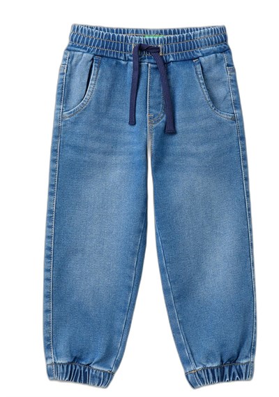 United Colors Of Benetton Erkek Çocuk Arka Cebi Logolu Lastik Paça Ağartılmış Denim Pantolon - Seçenekler: 4-5 Yıl, 12-18 Ay, 18-24 Ay