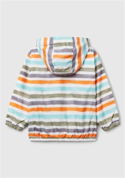United Colors of Benetton Erkek Çocuk Renkli Mix Tamamı Desenli Beli Lastikli Kapüşonlu Yağmurluk