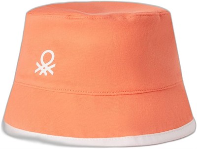 United Colors of Benetton Erkek Çocuk Yavruağzı Desenli Önü Logo Detaylı Çift Taraflı Bucket Şapka