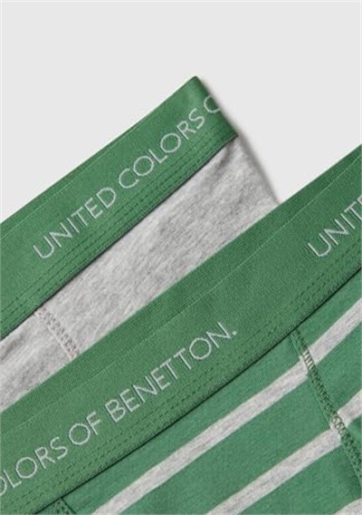 United Colors of Benetton Erkek Çocuk Lacivert-Mavi Bel Bandı Logolu 2li Boxer Seti, 625A3VPS0X01J - Seçenekler: 4-5 Yıl, 7-8 Yıl, 18-24 Ay