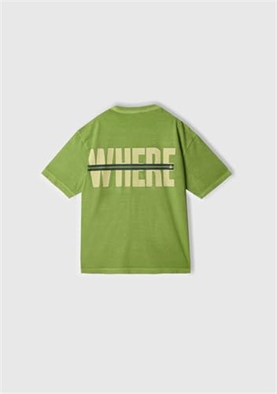 United Colors of Benetton Erkek Çocuk Slogan Baskılı Soluk Efektli T-Shirt, 225P3PCMC10N7