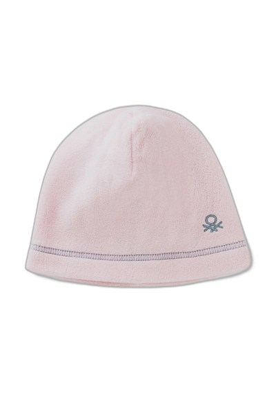 United Colors of Benetton Erkek Çocuk Toz Pembe Logo İşlemeli Yuvarlak Polar Bere