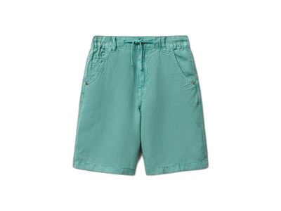 United Colors of Benetton Erkek Çocuk Yeşil Liyosel ve Keten Karışımlı Büzgü İpli Cepli Bermuda Şort