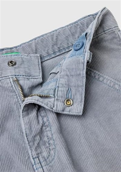 United Colors of Benetton Erkek Çocuk Havacı Mavi Arka Cebi Logo İşlemeli 6 Cepli Oversize Pantolon