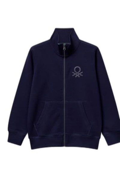 United Colors of Benetton Erkek Çocuk Logolu Sweatshirt Sweatshirt, Lacivert, 7-8 Yaş
