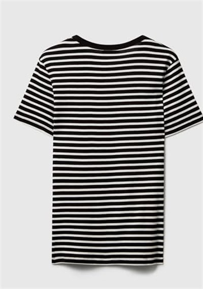 United Colors of Benetton Kadın Mor Mix%100 Pamuk Sol Altı Logolu Çizgili Yuvarlak Yaka T-Shirt