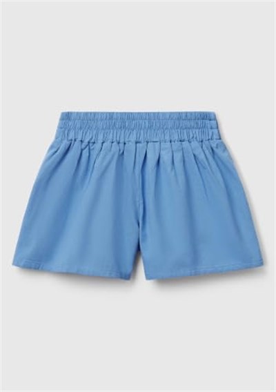 United Colors of Benetton Kız Çocuk Beyaz Beli Makrome Çiçek Aplikeli Lastikli Regular Fit Şort