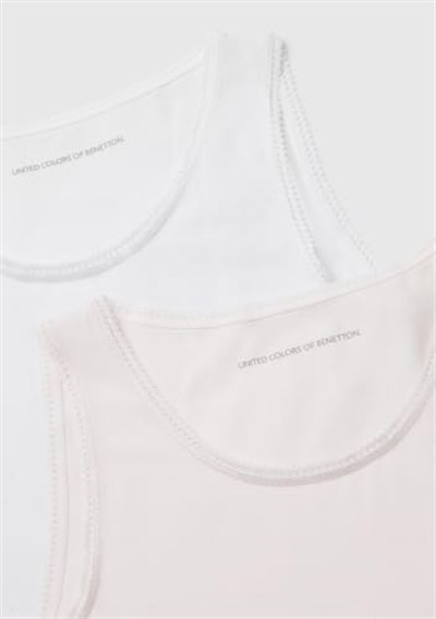 United Colors of Benetton Kız Çocuk Beyaz-Pembe 2li Atlet