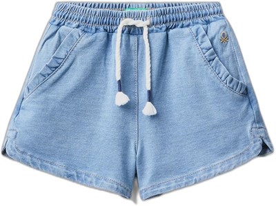 United Colors of Benetton Kız Çocuk Cebi Fırfırlı Denim Şort